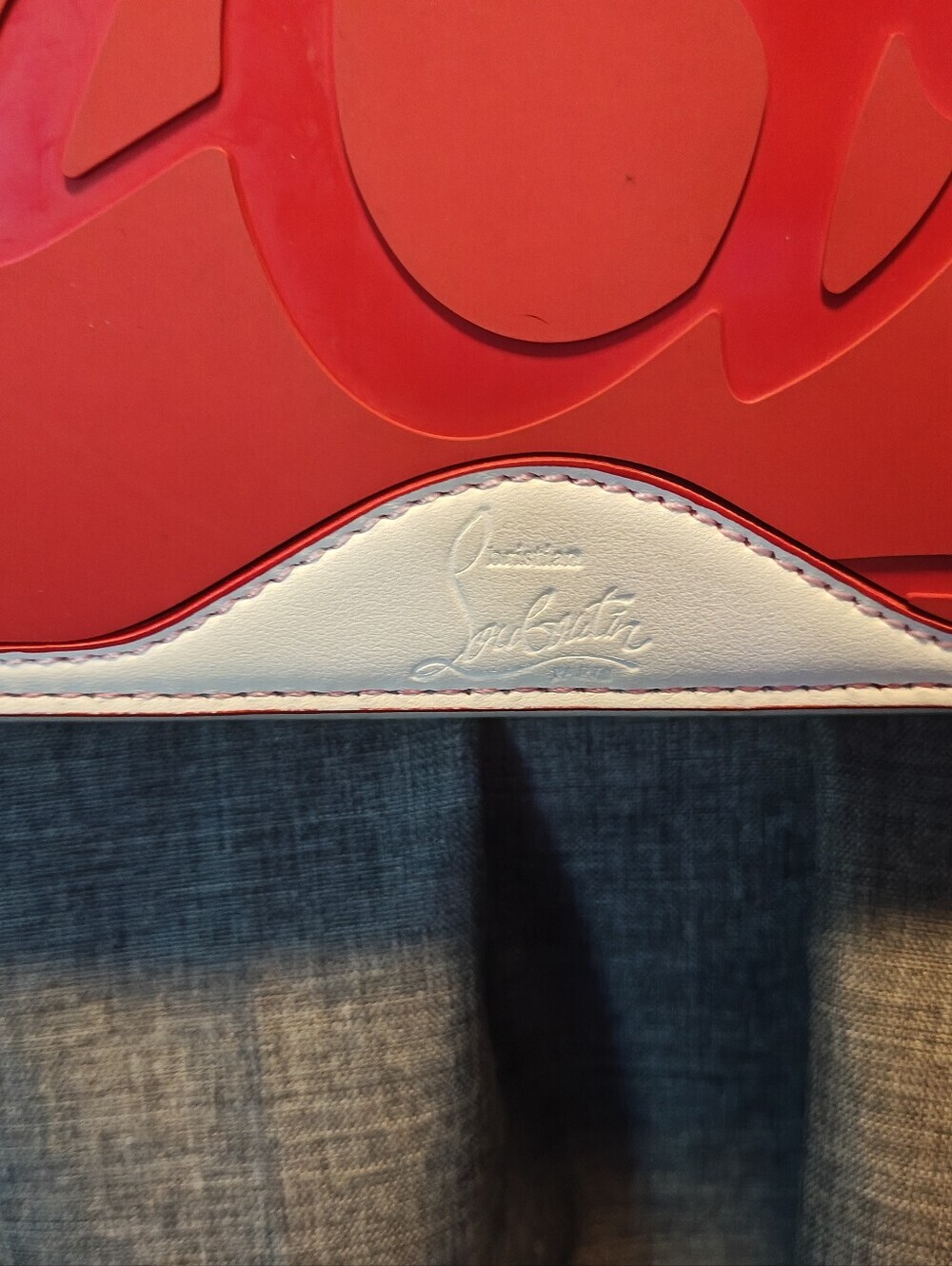 Calfskin Loubinthesky East West Cabata Tote White - Picture 16 of 16